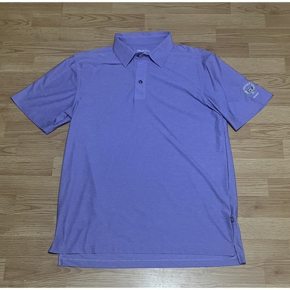 Straight Down Mens Medium Polo Shirt Purple Solid Performance Stretch Golf